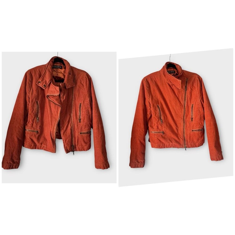 Blanc Noir rust orange corduroy moto jacket, size XL